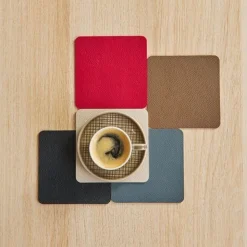 Asa Leather Optic 4 onderleggers 10x10cm Chocolate