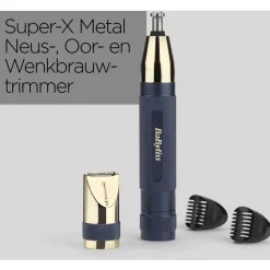 Babyliss Super-X Metal Series neus-, oor- en wenkbrauwtrimmer (goud/blauw)
