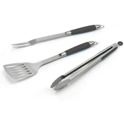 Barbecook Black Pepper set van spatel, vork en tang rvs zwart 43cm