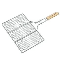 Barbecook hamburgergrill uit chroom en hout 35x23cm FSC 100%