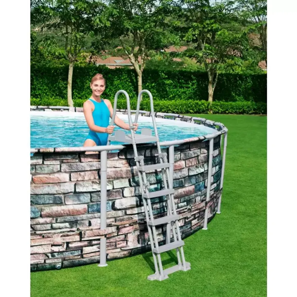 Bestway Power Steel™ complete set bovengronds zwembad met filterpomp Ø 549 x 132 cm stenen muur look (natuursteen), rond