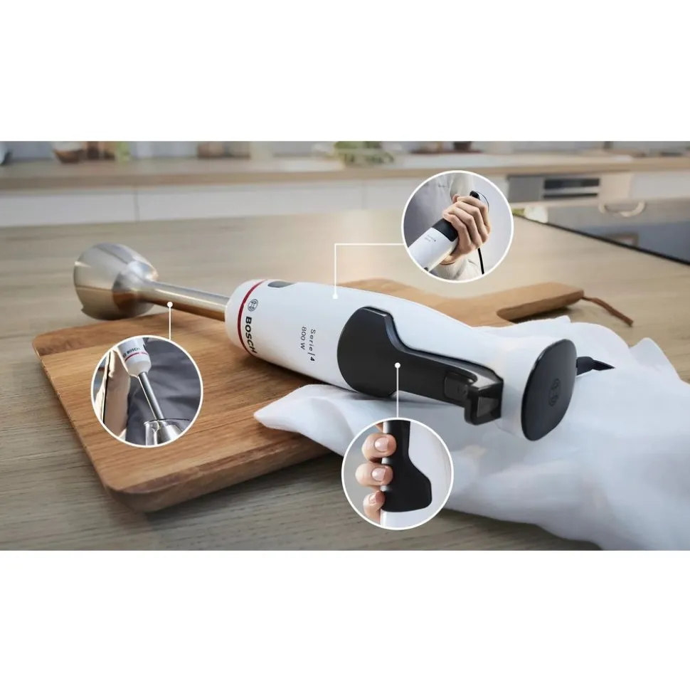 Bosch MSM4W420 Serie 4 Staafmixer ErgoMaster 800 W Wit, Zwart grijs