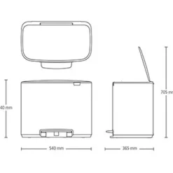 Brabantia Bo Pedaalemmer 11+23L mat zwart