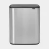 Brabantia Bo Touch Bin afvalemmer 2 x 30 liter met 2 kunststof binnenemmers Matt Steel Fingerprint Proof
