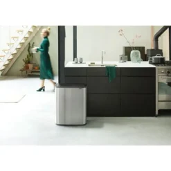Brabantia Bo Touch Bin afvalemmer 2 x 30 liter met 2 kunststof binnenemmers Matt Steel Fingerprint Proof