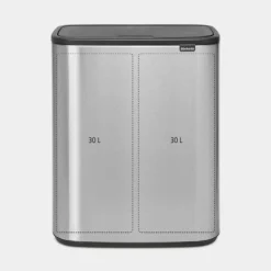 Brabantia Bo Touch Bin afvalemmer 2 x 30 liter met 2 kunststof binnenemmers Matt Steel Fingerprint Proof