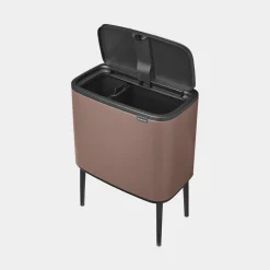 Brabantia Bo Touch Bin afvalemmer 11 + 23 liter met 2 kunststof binnenemmers Satin Taupe