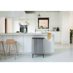 Brabantia Bo Touch Bin Hi afvalemmer 2 x 30 liter met 2 kunststof binnenemmers Matt Steel Fingerprint Proof