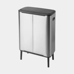 Brabantia Bo Touch Bin Hi afvalemmer 2 x 30 liter met 2 kunststof binnenemmers Matt Steel Fingerprint Proof