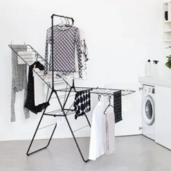 Brabantia Hangon Droogrek 25m met stang Matt Black