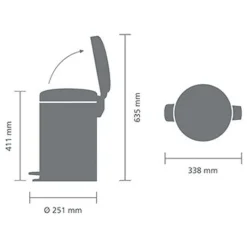 Brabantia NewIcon Pedaalemmer 12L Matt Steel Fingerprint Proof