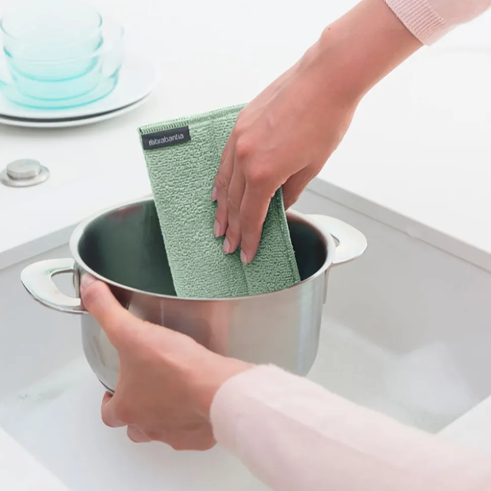 Brabantia SinkSide sponsdoekjes microvezel 16 x 22 cm, set van 3 Light Grey, Dark Grey, Jade Green