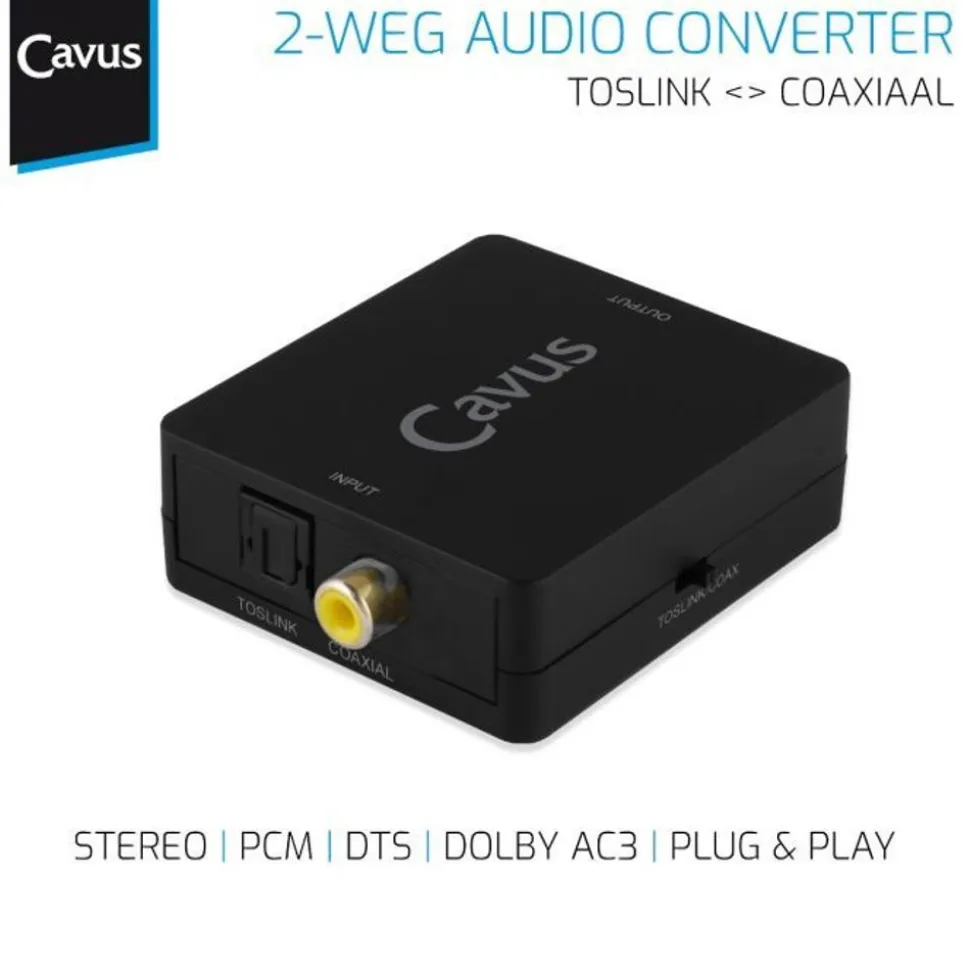 Cavus Audio converter digitaal 2-weg Toslink/Coaxiaal