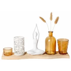 Cosy @ Home Giftset Set6 On Plate Natuur 39x10,5xh 14,5cm Glas