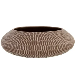 Cosy @ Home Schaal Anise Taupe 32x32xh12cm Rond Aard Ewerk