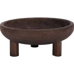 Cosy @ Home Schaal On Foot Zwart 23,5x23,5xh9cm Rond  Hout