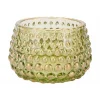 Cosy @ Home Theelichthouder Golden Dots Groen 8x8xh6 Cm Glas