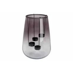 Cosy @ Home Theelichthouder X4 Gradient Smoked Grijs  20x20xh29cm Conisch Metaal-glas