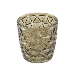 Cosy @ Home Theelichthouder Flower Relief Groen 9x9x H9cm Glas