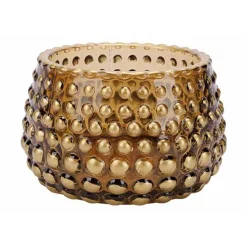 Cosy @ Home Theelichthouder Golden Dots Donkergroen 8x8xh6cm Glas