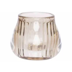 Cosy @ Home Theelichthouder Bruin 8x8xh6,8cm Glas
