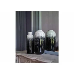 Cosy @ Home Vaas Rain Zwart-wit 16x16xh30,7cm Rond K Eramiek