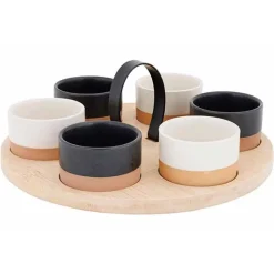 Cosy & Trendy Aperoset Bamboe Serveerplank + 6 Schaaltjes D6,5x4cm