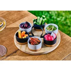 Cosy & Trendy Aperoset Bamboe Serveerplank + 6 Schaaltjes D6,5x4cm