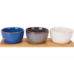 Cosy & Trendy Aperoset 4pcs - Serveerplank 31x10cm + 3x Bowl D9,5x5,5cm