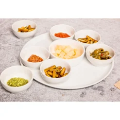 Cosy & Trendy Aperoset Wit D31xh4,2cm 9-delig Bord D31cm - 7 X D9.2xh4 - 1 X D12xh4cm