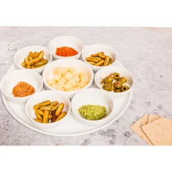 Cosy & Trendy Aperoset Wit D31xh4,2cm 9-delig Bord D31cm - 7 X D9.2xh4 - 1 X D12xh4cm