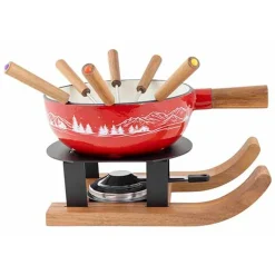 Cosy & Trendy Aspen Fondueset Ski D22cm Gietijzer Rood - Met 6 Vorkjes