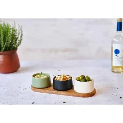 Cosy & Trendy Bites Aperoset 4pcs - Serveerplank 32x10,5cm + 3x Bowl D9,5x5,5cm
