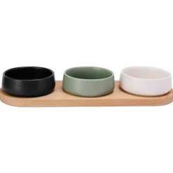 Cosy & Trendy Bites Aperoset 4pcs - Serveerplank 32x10,5cm + 3x Bowl D9,5x3,5cm