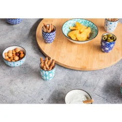 Cosy & Trendy Chloe 14dlg Draaischotel D40cm Bamboe Bowl 6x 9x4,8 - 6x 5,6x6,7 - 1x 15x4,8