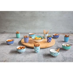 Cosy & Trendy Chloe 14dlg Draaischotel D40cm Bamboe Bowl 6x 9x4,8 - 6x 5,6x6,7 - 1x 15x4,8
