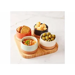 Cosy & Trendy Dela Aperoset 5pcs - Serveerplank 22x22 Cm + 4x Bowl D9,5x5,5cm