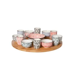 Cosy & Trendy Delirio 14-dlg Draaischotel D40cm Bamboe Bowl 6x 9x4,8 - 6x 5,6x6,7 - 1x 15x4,8