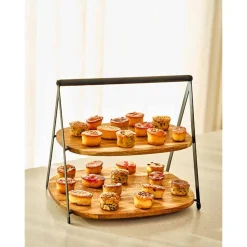 Cosy & Trendy Etagere Ovaal Acacia - 2 Lagen 28,5x25xh25,5cm