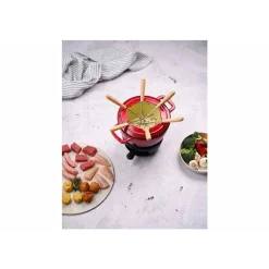Cosy & Trendy Fontestic Fondueset Traditional Red D18cm Gietijzer Met 6 Vorkjes
