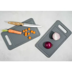 Cosy & Trendy Fresco Snijplank Set2 Grijs 25x14xh,6cm Rechthoek Met Sapgeul Pp