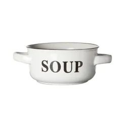 Cosy & Trendy Soep Kommetje Wit D13.5xh6.5cm Met Tekst Soup- Â Handvaten 47cl
