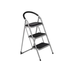 Cosy & Trendy Trapladder 3treden Silver, Treden Zwart 67x46,5xh105cm Draagverm. 150kg