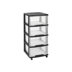 Curver Essentials Ladesysteem 4x20l Wielen Zwart -transparant  37x39xh86cm