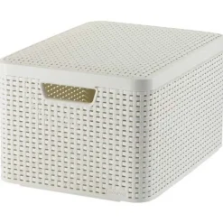 Curver Natural Style Mandje Large Met Deksel Vi Ntage Wit 44,2x33,2x24,9