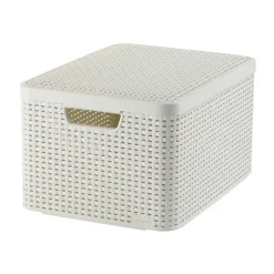 Curver Natural Style Mandje Large Met Deksel Vi Ntage Wit 44,2x33,2x24,9