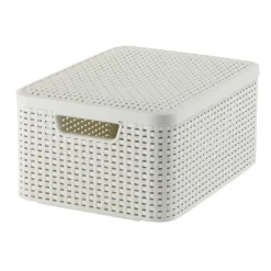 Curver Natural Style Mandje Medium Met Deksel V Intage Wit 39,3x29,3x18,7