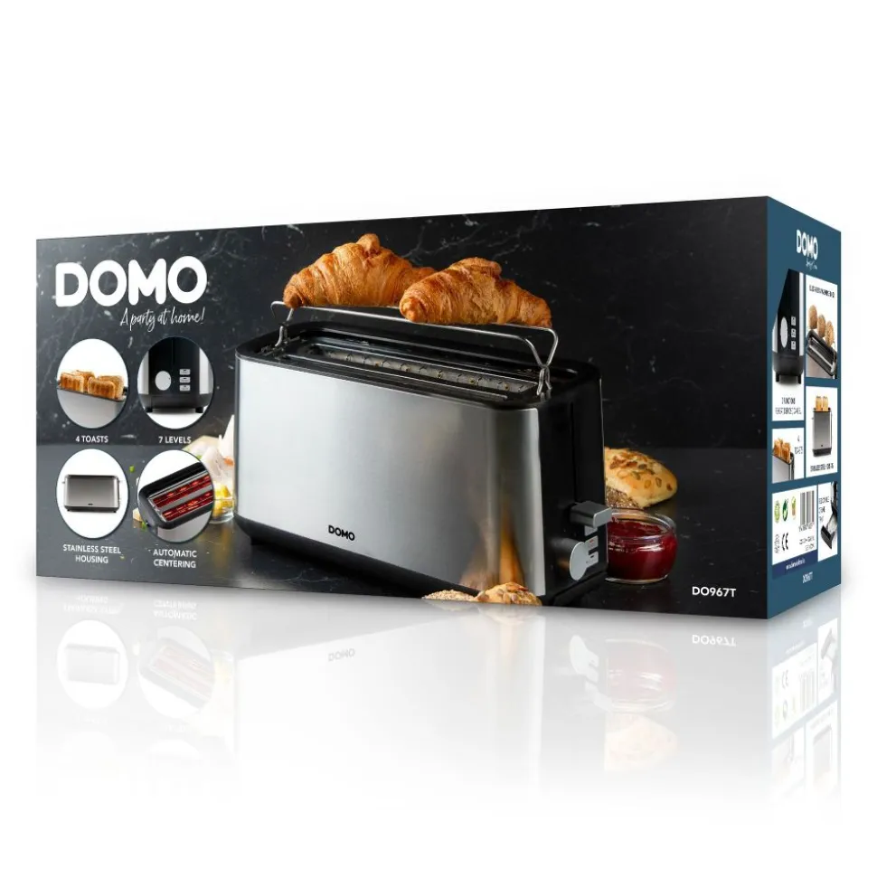 Domo Broodrooster voor 4 toasts incl. ingebouwd broodjesrek