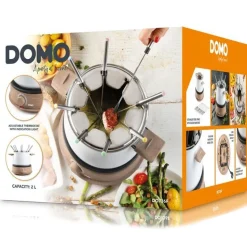 Domo Fondue - 8P - houtlook/wit - 1500 W
