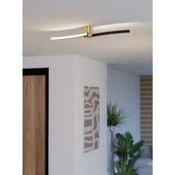 Eglo AIETA Plafondarmaturen staal, kunststof geelkoper-geborsteld, zwart H: 80 mm